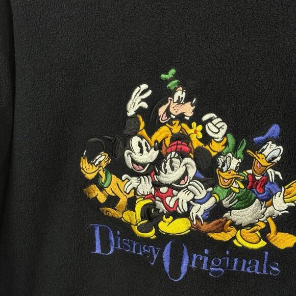Disney Store Originals Crewneck Sweatshirt Thermal Embroidered Mickey Goofy Sz S - Picture 4 of 7